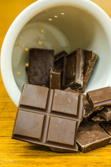 Dark Chocolate on Wooden Table