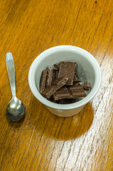 Dark Chocolate on Wooden Table