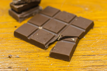 Dark Chocolate on Wooden Table