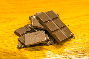 Dark Chocolate on Wooden Table