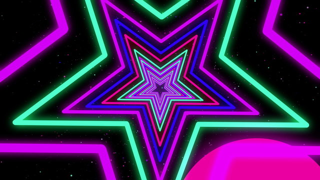 Star Neon Streaks Disco Led Laser Pink Purple  Loop Background Energy Violet Electric Light Night Party Blue Red Green Backdrop Shine Colourful. Very useful for backdrops 