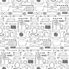 Ribbons and Arrows hand drawn seamless pattern