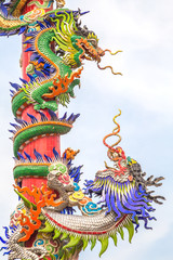 Fototapeta na wymiar Dragon statue style in chinese temple
