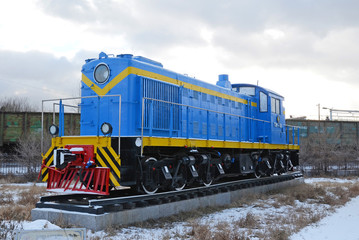 Obraz premium Ulaanbaatar, Mongolia-Dec,02 2015: Shunting diesel locomotive, TEM-1. Museum of railway equipment in Ulaanbaatar. Mongolia