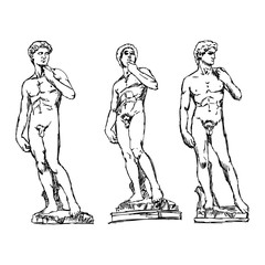 illustration vector doodle hand drawn of sketch David by Michelangelo