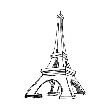 illustration vector doodle hand drawn of sketch Paris eiffel tower