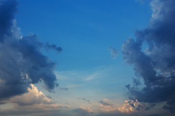 blue sky with clouds, dusk sky background