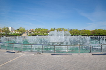 MOSCOW, RUSSIA - MAY 7, 2015: Light and music fountain in Tsaritsyno Park