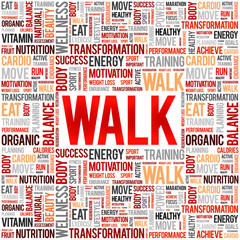 WALK word cloud background, health concept