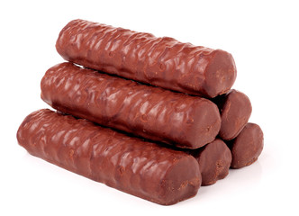 chocolate bars isolated on white background