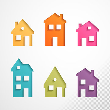 Set of colorful houses icons