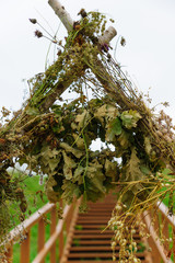 pagan wreath over an arch