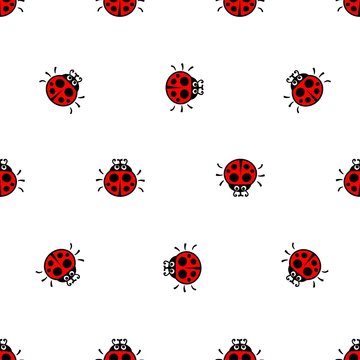 Ladybirds red seamless vector pattern