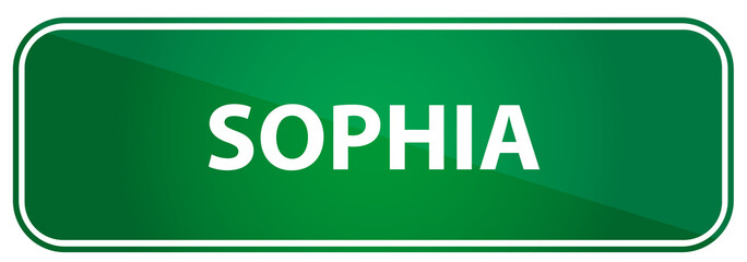 Popular girl name Sophia on a green traffic sign