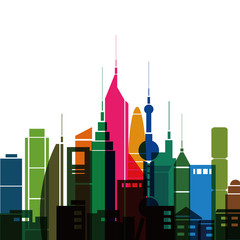 Colorful city,Vector Illustration