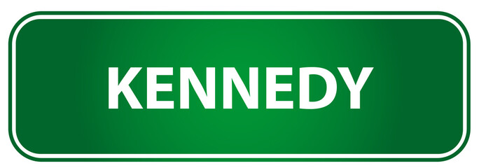 Popular girl name Kennedy on a green traffic sign - obrazy, fototapety, plakaty