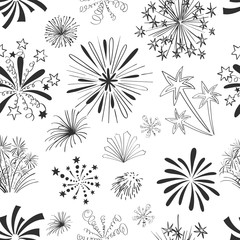 Holiday fireworks seamless pattern