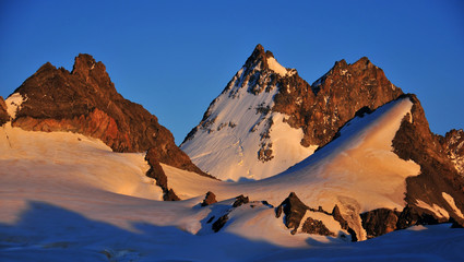 sunset on the high peaks