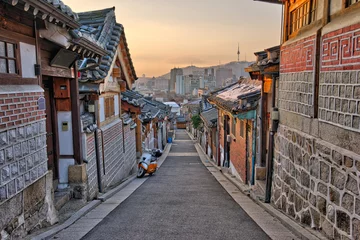 Vlies Fototapete Asiatische Orte Bukchon Hanok Village in Seoul, Südkorea