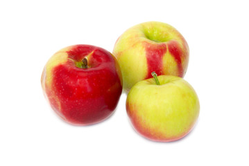 Three fresh apples isolated on white background