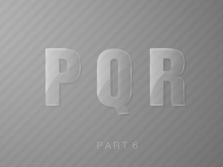 letters made of glass, transparent classic font