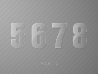 numbers made of glass, transparent classic numeral