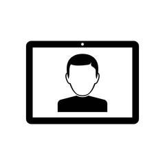 profile account on the screen of tablet