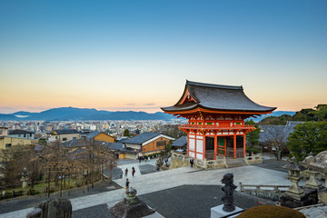 Kyoto Skyline view from Kiyomizu dera in Japan