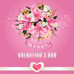 Happy Valentine's day background with flower bouquet