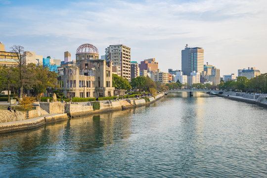 Hiroshima cityscape with the Atomic Dome memorial ruins