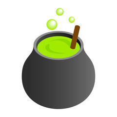 Witch cauldron with green potion