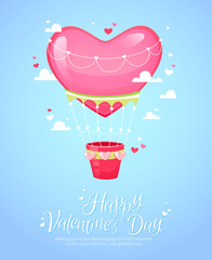 Romantic air balloon retro postcard