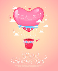 Romantic air balloon retro postcard © Yuzach