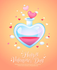 Romantic love potion glass flask retro postcard © Yuzach