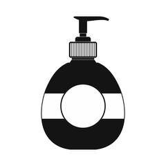 Plastic bottle with liquid soap black simple icon