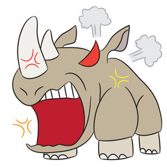 vector cartoon character rhinoceros angry