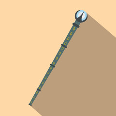 Magic wand with blue crystal flat