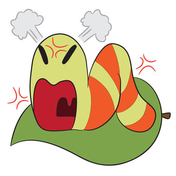 vector cartoon character worm angry