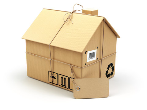 Delivery Concept. Moving House.Real Estate Market.  Cardboard Bo