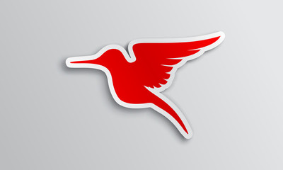 Red hummingbird 3d sticker.