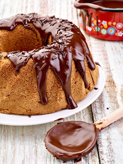 close up of a chocolate cake marble