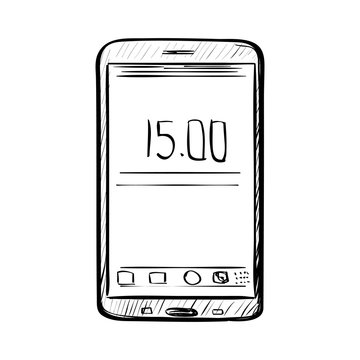 Hand drawn sketch of doodle phone