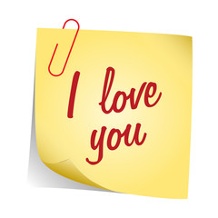 I love you on yellow note vector