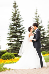 Happy bride and groom on their wedding