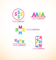 Obraz premium Flat alphabet colors logo icon set