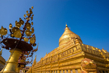 Shwezigon Paya, Bagan, Myanmar. 1 of 5 most popular famous respect holy in myanmar