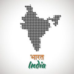 India Map vector black color dotted design