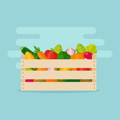 Vegetables in a box vector illustration