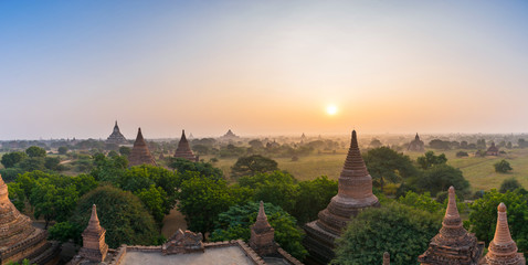 Panorama view of The plain of Bagan(Pagan), Mandalay, Myanmar. 2015