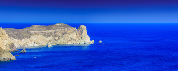 The cliffs on the island of Santorini, Greece - panorama
